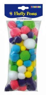Plyšové guličky - pom-pom - 100ks, pastelové